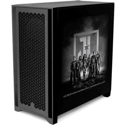 The Justice League (2017) Justice League Black and White Corsair 4000D Tempered Glass Mid-Tower ATX Case Skin