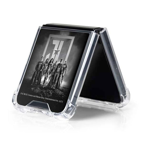 The Justice League (2017) Justice League Black and White Galaxy Z Flip5 5G Clear Case