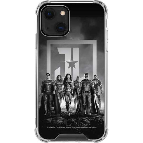 The Justice League (2017) Justice League Black and White iPhone 14 Clear Case