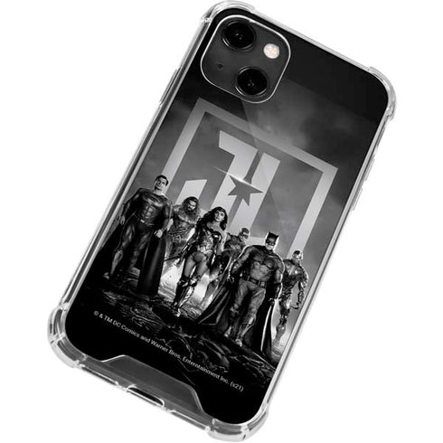 The Justice League (2017) Justice League Black and White iPhone 14 Clear Case