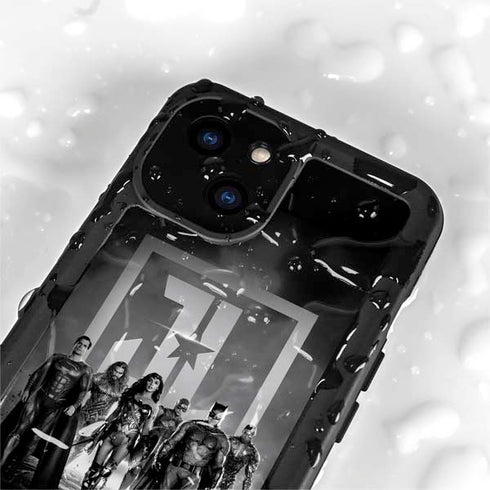 The Justice League (2017) Justice League Black and White iPhone 15 Waterproof Case