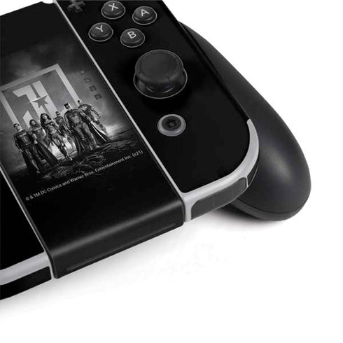 The Justice League (2017) Justice League Black and White Nintendo Switch OLED (2021) Skin