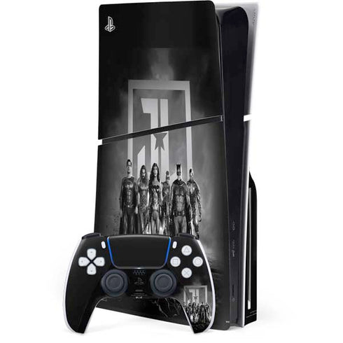 The Justice League (2017) Justice League Black and White PS5 Slim Disk Bundle Skin
