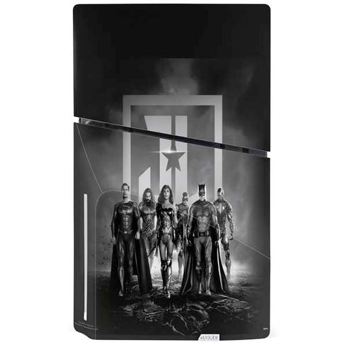 The Justice League (2017) Justice League Black and White PS5 Slim Disk Console Skin