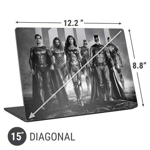 The Justice League (2017) Justice League Black and White Universal Laptop 15in (12.2 x 8.8in) Skin