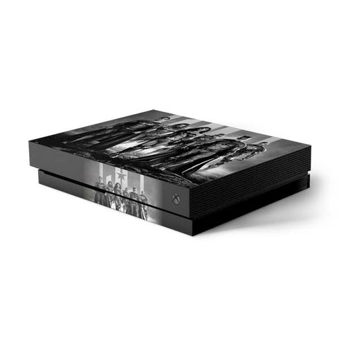 The Justice League (2017) Justice League Black and White Xbox One X Console Skin
