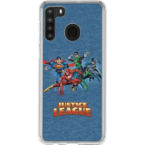 Justice League Action Pose Charcaters Galaxy A21 Clear Case
