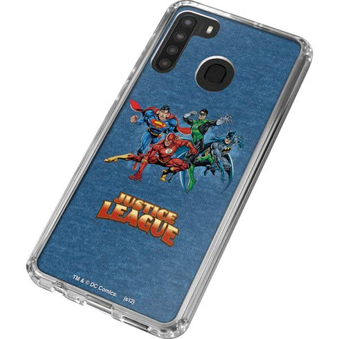 Justice League Action Pose Charcaters Galaxy A21 Clear Case