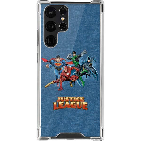 Justice League Action Pose Charcaters Galaxy S22 Ultra Clear Case