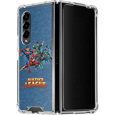 Justice League Action Pose Charcaters Galaxy Z Fold4 5G Clear Case