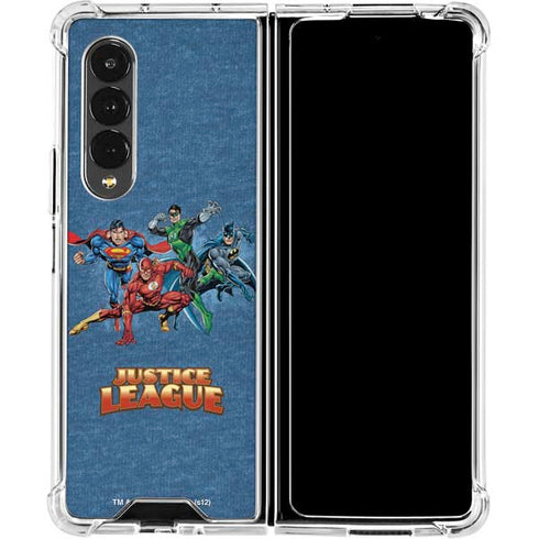 Justice League Action Pose Charcaters Galaxy Z Fold4 5G Clear Case