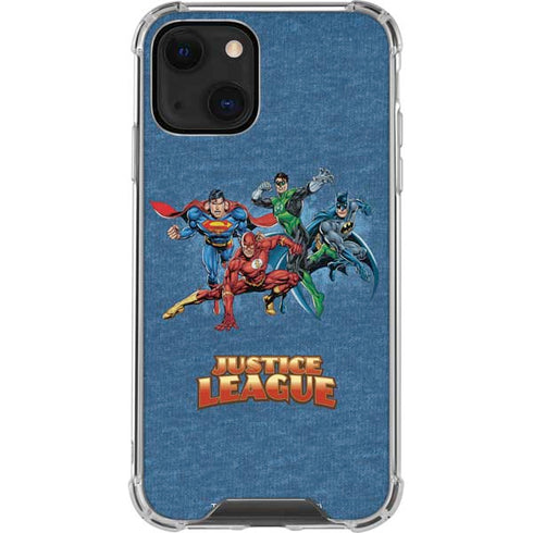 Justice League Action Pose Charcaters iPhone 14 Plus Clear Case