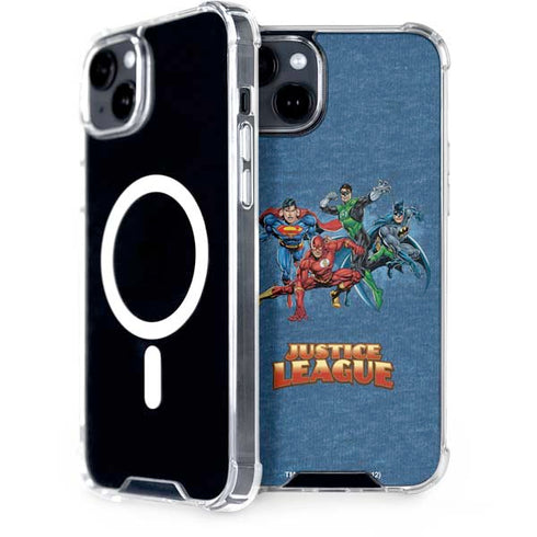 Justice League Action Pose Charcaters iPhone 15 Plus MagSafe Case