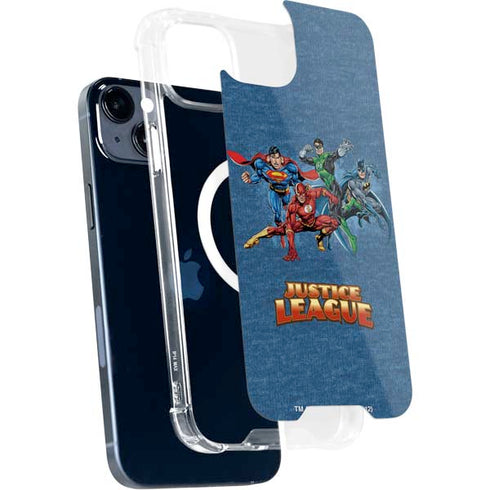 Justice League Action Pose Charcaters iPhone 15 Plus MagSafe Case
