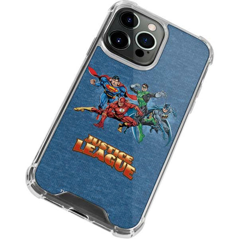 Justice League Action Pose Charcaters iPhone 14 Pro Clear Case