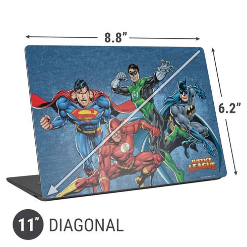 Justice League Action Pose Charcaters Universal Laptop 11in (8.8 x 6.2in) Skin