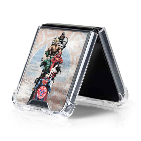 Justice League Heroes Stance 2 Galaxy Z Flip5 5G Clear Case
