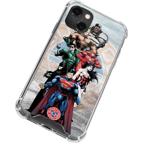 Justice League Heroes Stance 2 iPhone 14 Plus Clear Case