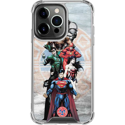 Justice League Heroes Stance 2 iPhone 14 Pro Clear Case