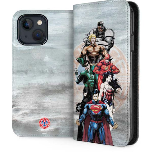 Justice League Heroes Stance 2 iPhone 15 Plus Folio Case