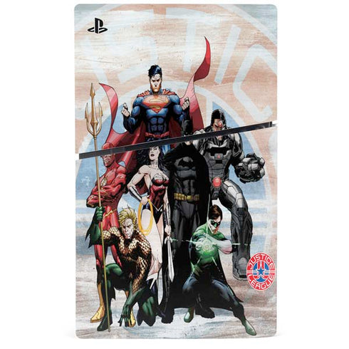 Justice League Heroes Stance 2 PS5 Slim Disk Console Skin