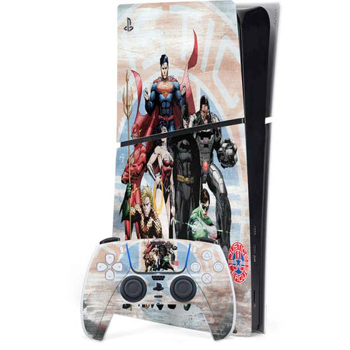 Justice League Heroes Stance 2 PS5 Slim Digital Edition Console Skin