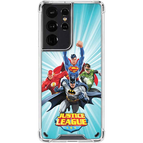 Justice League Team Power Up Galaxy S21 Ultra 5G Clear Case