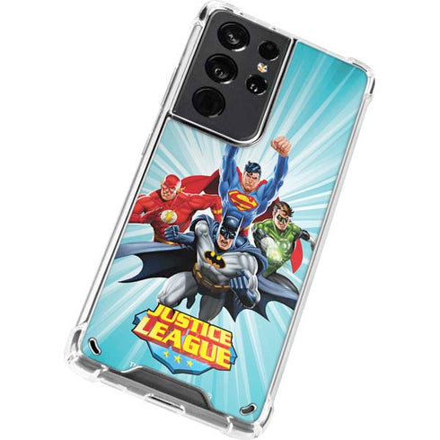 Justice League Team Power Up Galaxy S21 Ultra 5G Clear Case