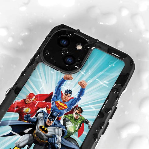 Justice League Team Power Up iPhone 13 Mini Waterproof Case