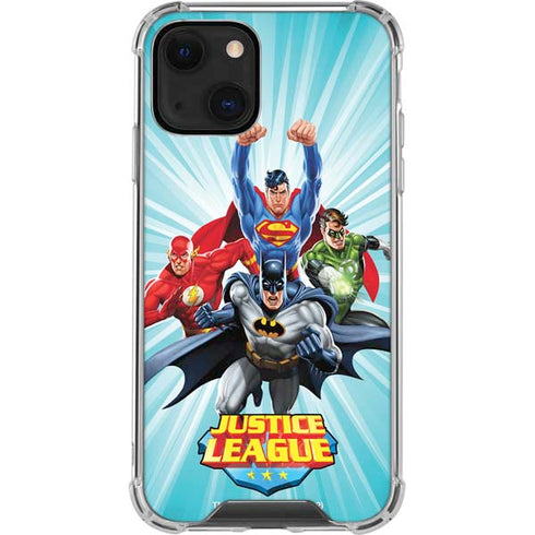 Justice League Team Power Up iPhone 14 Plus Clear Case