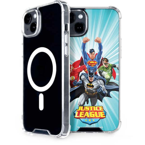 Justice League Team Power Up iPhone 15 Plus MagSafe Case