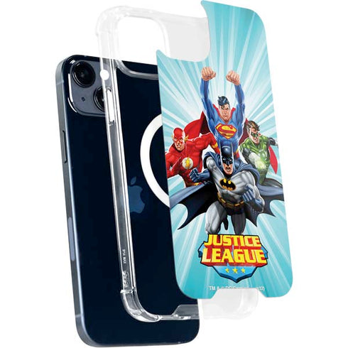 Justice League Team Power Up iPhone 15 Plus MagSafe Case
