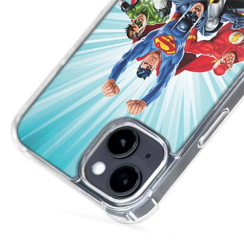 Justice League Team Power Up iPhone 15 Plus MagSafe Case