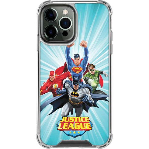 Justice League Team Power Up iPhone 15 Pro Max Clear Case