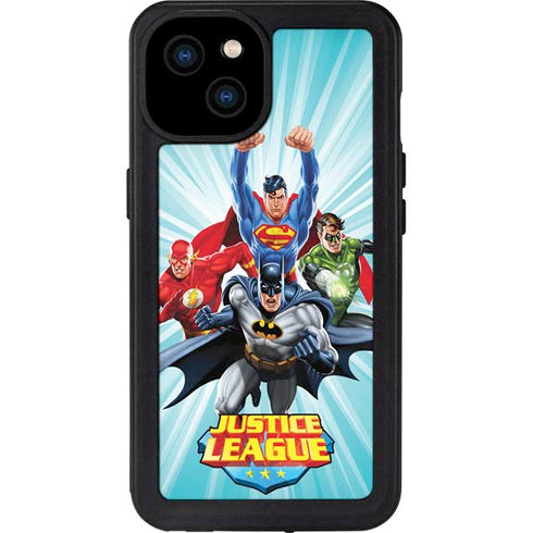 Justice League Team Power Up iPhone 15 Plus Waterproof Case