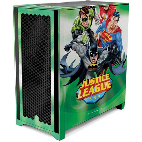 Justice League Team Power Up Green Corsair 4000D Tempered Glass Mid-Tower ATX Case Skin