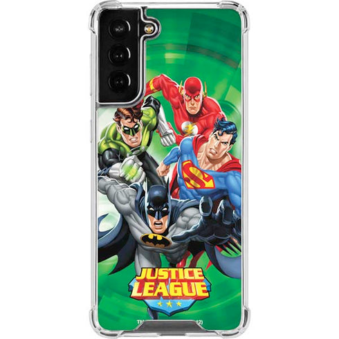 Justice League Team Power Up Green Galaxy S21 FE Clear Case