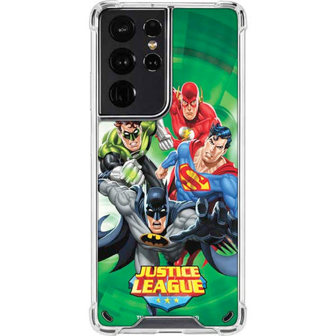 Justice League Team Power Up Green Galaxy S21 Ultra 5G Clear Case