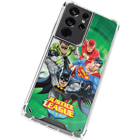 Justice League Team Power Up Green Galaxy S21 Ultra 5G Clear Case