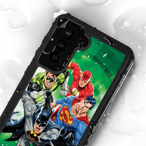 Justice League Team Power Up Green Galaxy S23 Plus Waterproof Case