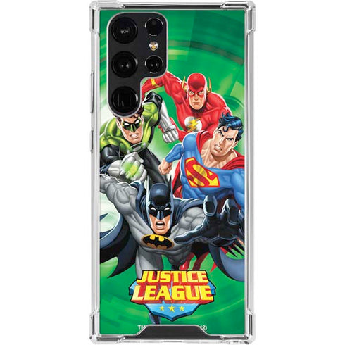 Justice League Team Power Up Green Galaxy S24 Ultra Clear Case