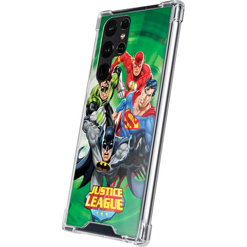 Justice League Team Power Up Green Galaxy S24 Ultra Clear Case