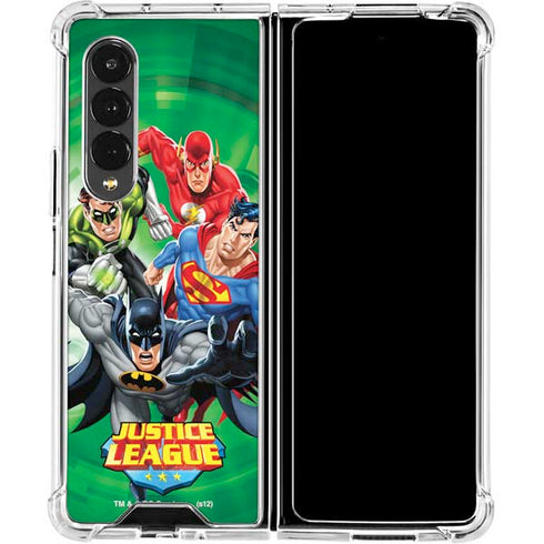 Justice League Team Power Up Green Galaxy Z Fold4 5G Clear Case