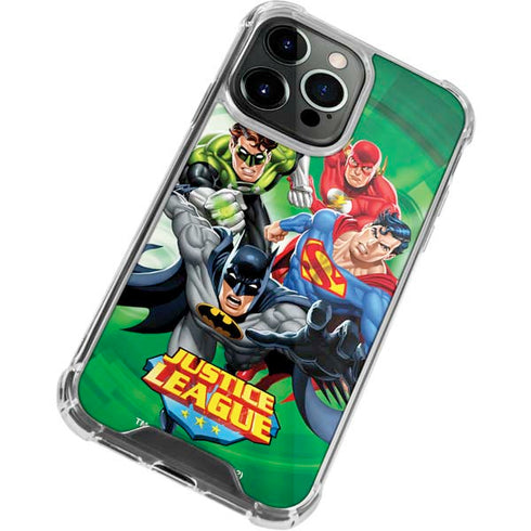 Justice League Team Power Up Green iPhone 13 Pro Clear Case
