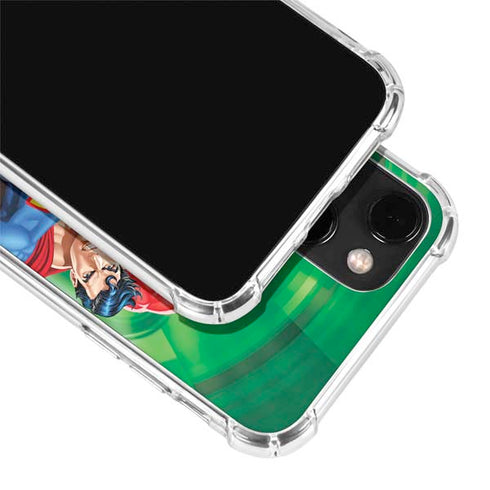 Justice League Team Power Up Green iPhone 14 Plus Clear Case
