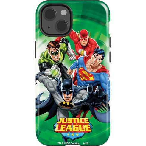 Justice League Team Power Up Green iPhone 15 Impact Case