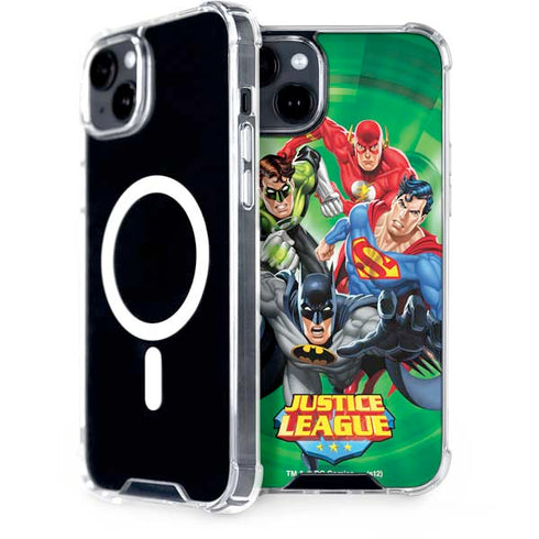 Justice League Team Power Up Green iPhone 15 Plus MagSafe Case