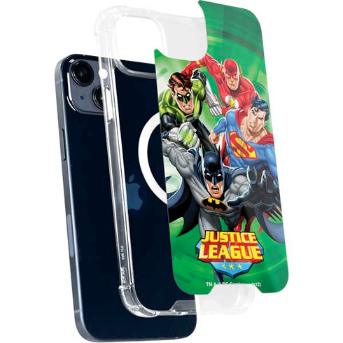 Justice League Team Power Up Green iPhone 15 Plus MagSafe Case