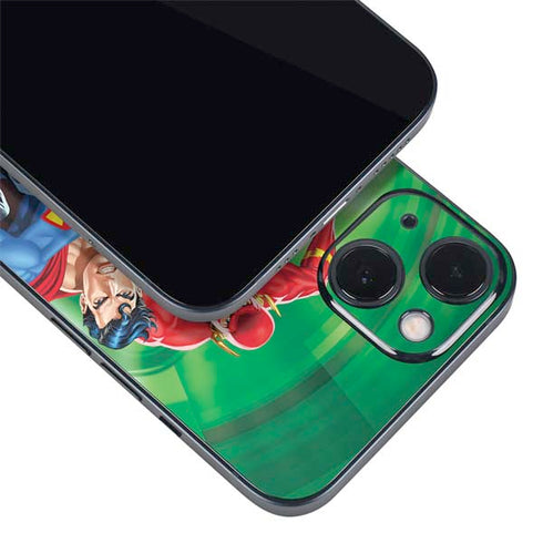 Justice League Team Power Up Green iPhone 15 Plus Skin