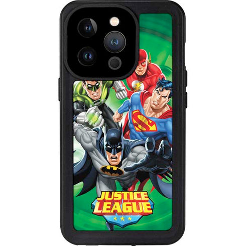 Justice League Team Power Up Green iPhone 14 Pro Waterproof Case